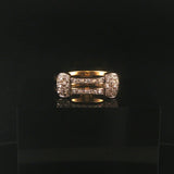 18k Yellow and White Gold 0.30cttw Diamond Vintage Two Band Ring Italy Size 6