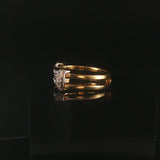 18k Yellow and White Gold 0.30cttw Diamond Vintage Two Band Ring Italy Size 6