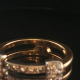 18k Yellow and White Gold 0.30cttw Diamond Vintage Two Band Ring Italy Size 6