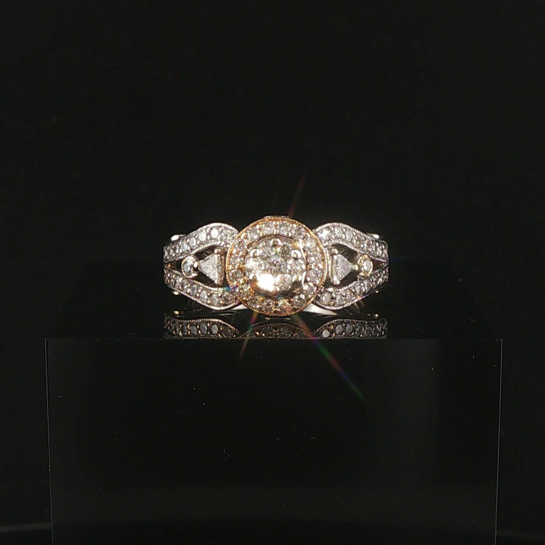 18k White and Yellow Gold 1cttw Diamond Vintage Ring Size 7.25