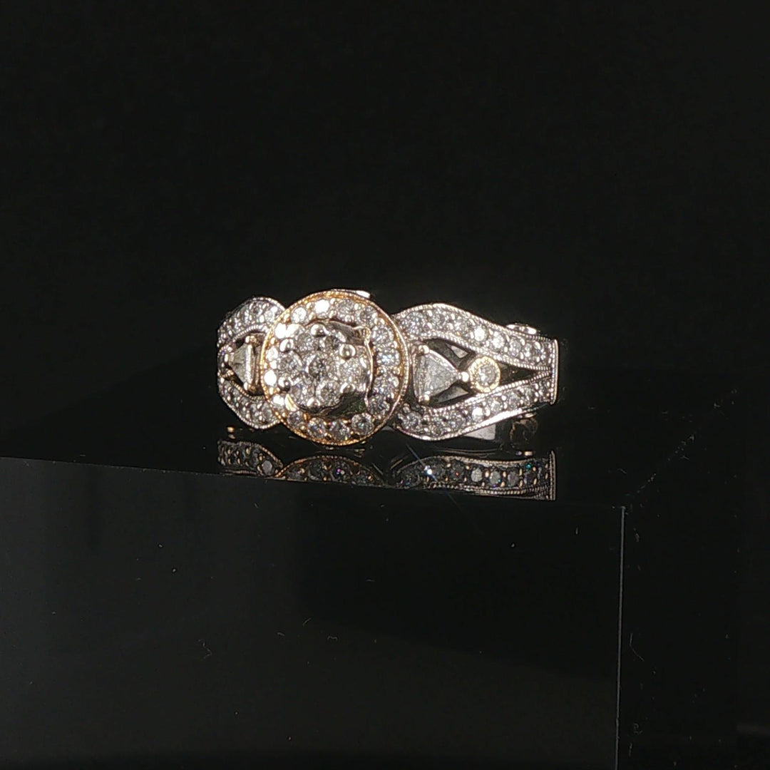 18k White and Yellow Gold 1cttw Diamond Vintage Ring Size 7.25