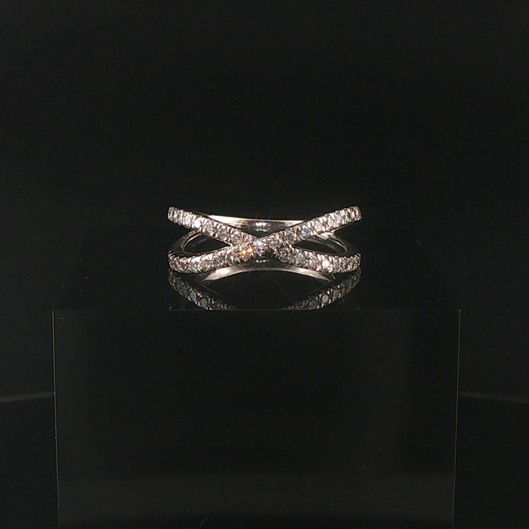 Platinum 950 and 0.50cttw Diamond Crossover Band Ring Size 7.5