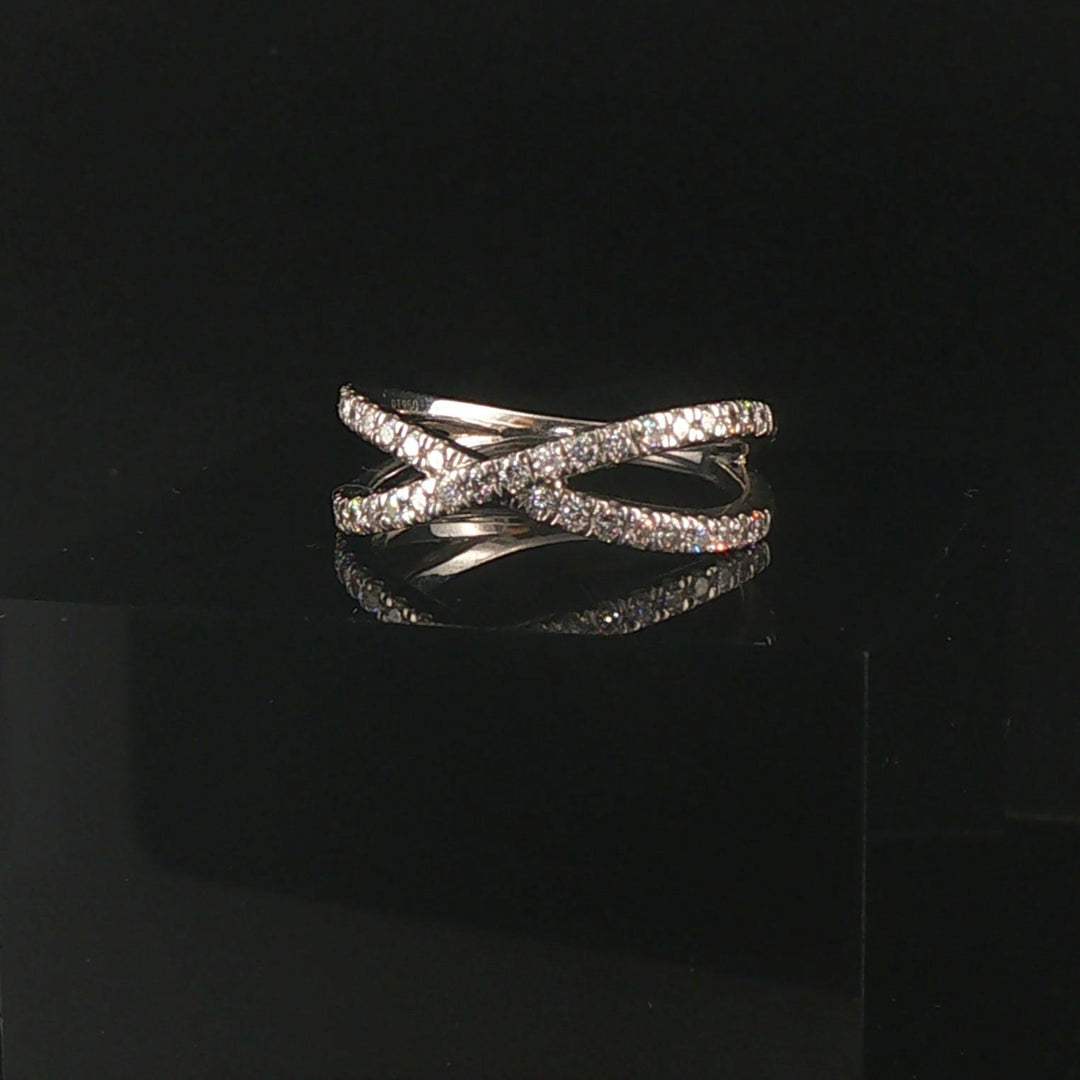 Platinum 950 and 0.50cttw Diamond Crossover Band Ring Size 7.5