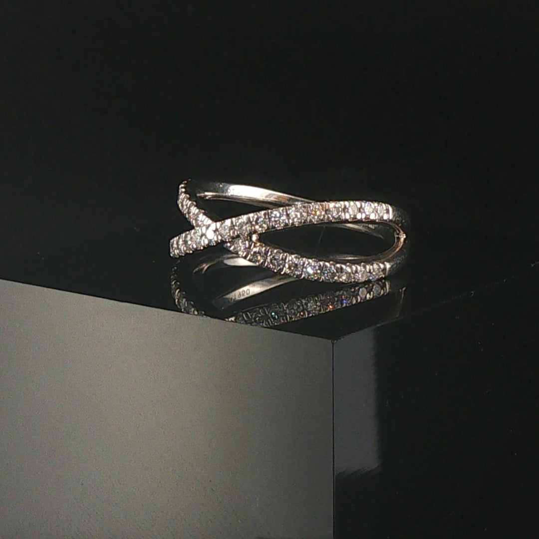 Platinum 950 and 0.50cttw Diamond Crossover Band Ring Size 7.5
