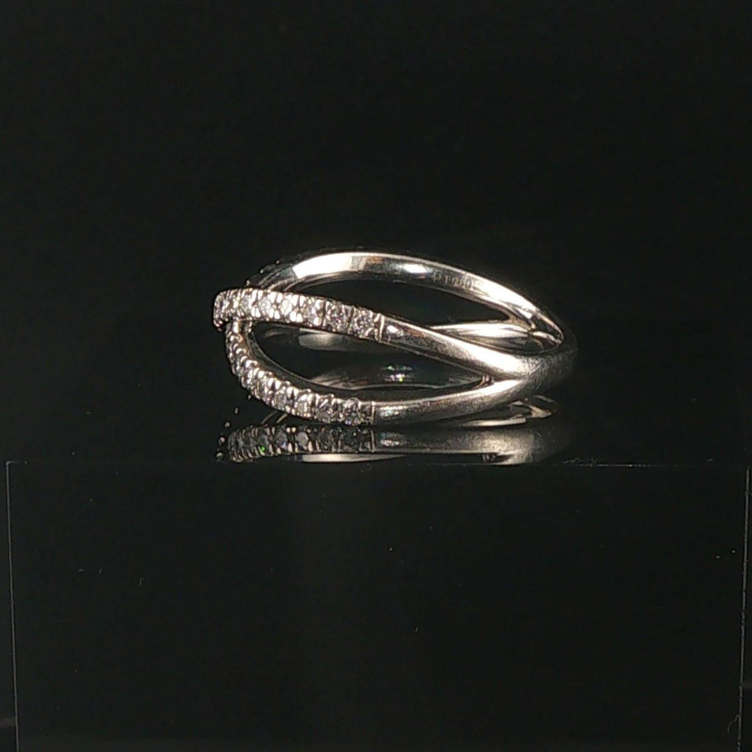 Platinum 950 and 0.50cttw Diamond Crossover Band Ring Size 7.5