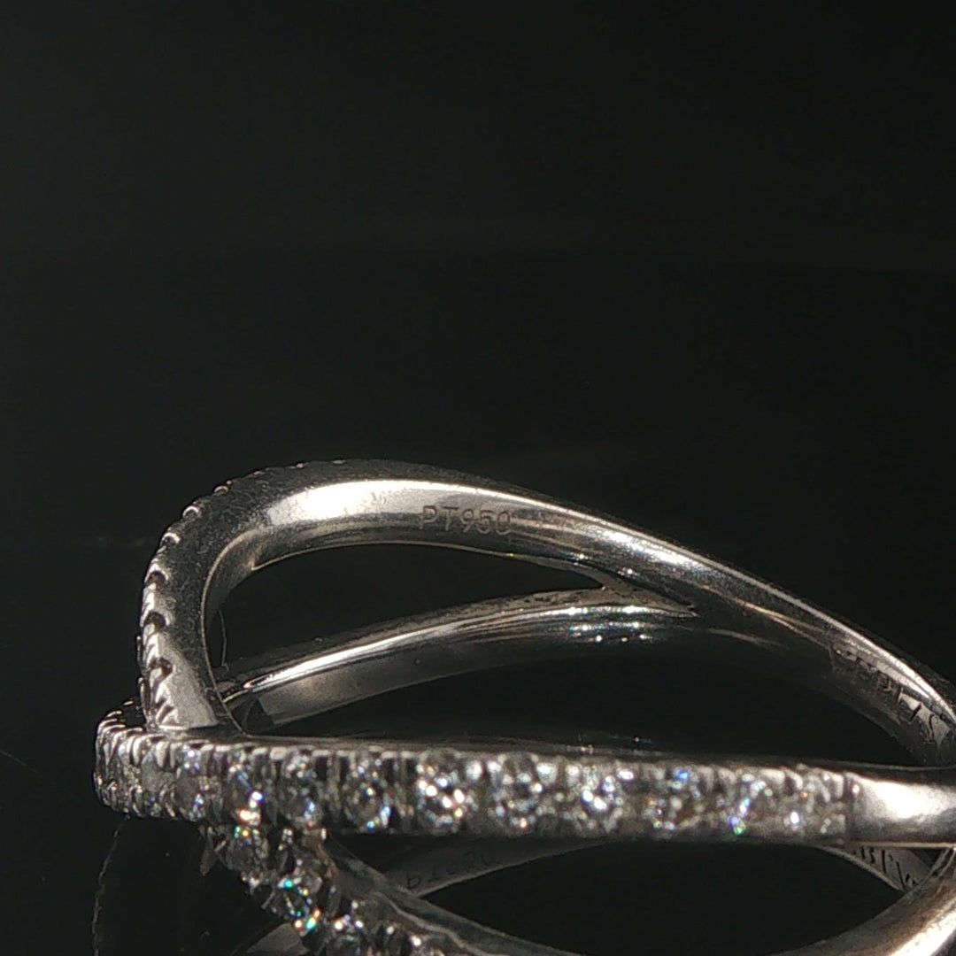 Platinum 950 and 0.50cttw Diamond Crossover Band Ring Size 7.5