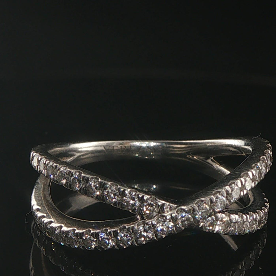 Platinum 950 and 0.50cttw Diamond Crossover Band Ring Size 7.5
