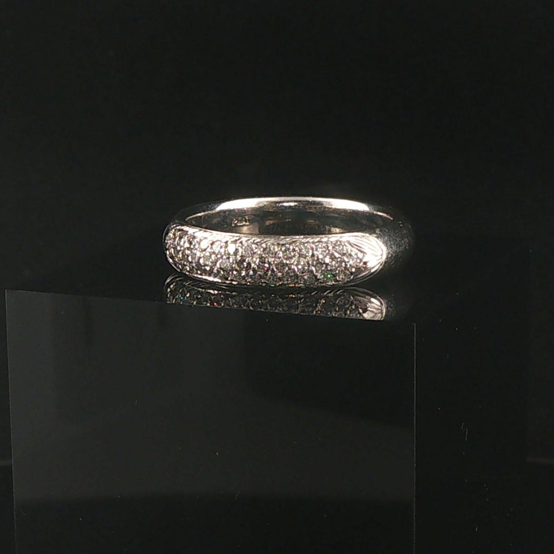 Platinum 950 and 0.50cttw Pave Set Diamond Solid Men's Band Ring Size 10.5