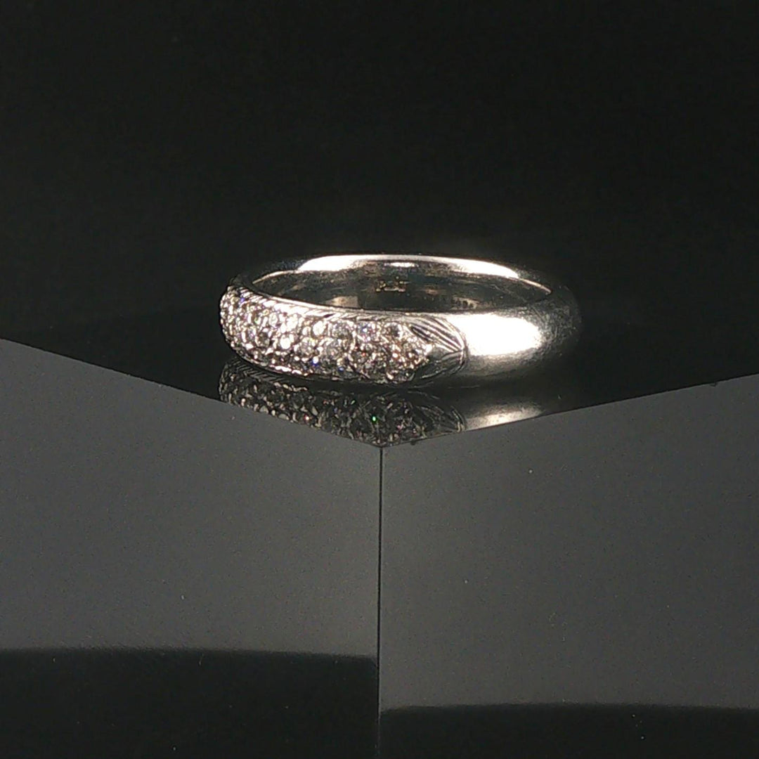 Platinum 950 and 0.50cttw Pave Set Diamond Solid Men's Band Ring Size 10.5