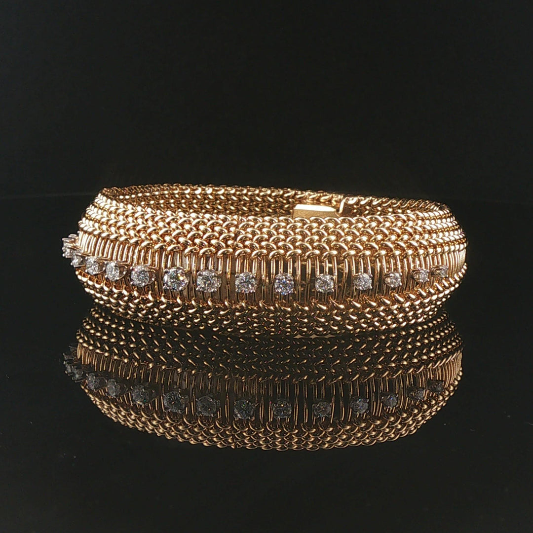 14k Yellow Gold and 1cttw Diamond Vintage Omega Hidden Watch Vintage Bracelet 7"