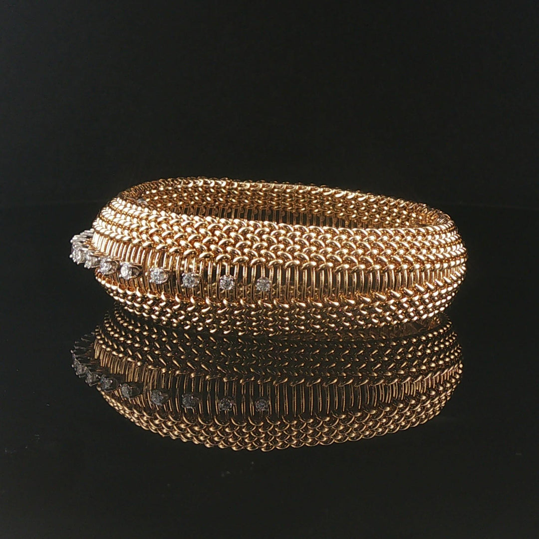 14k Yellow Gold and 1cttw Diamond Vintage Omega Hidden Watch Vintage Bracelet 7"