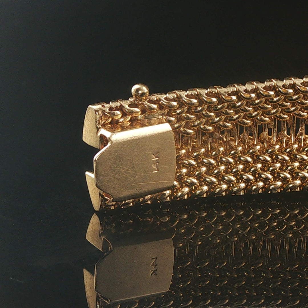 14k Yellow Gold and 1cttw Diamond Vintage Omega Hidden Watch Vintage Bracelet 7"
