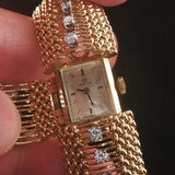 14k Yellow Gold and 1cttw Diamond Vintage Omega Hidden Watch Vintage Bracelet 7"