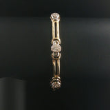 14k Yellow and White Gold 17g Diamond Ladies Bar Link Bracelet 7"