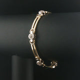 14k Yellow and White Gold 17g Diamond Ladies Bar Link Bracelet 7"