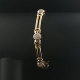 14k Yellow and White Gold 17g Diamond Ladies Bar Link Bracelet 7"
