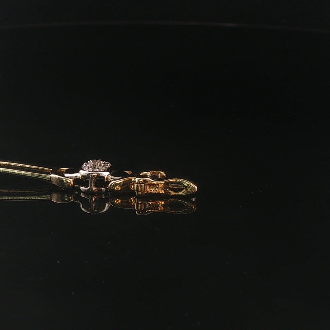 14k Yellow and White Gold 17g Diamond Ladies Bar Link Bracelet 7"