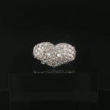 14k White Gold and 2.50cttw Pave Set Diamond Heart Ring Size 10