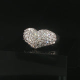 14k White Gold and 2.50cttw Pave Set Diamond Heart Ring Size 10
