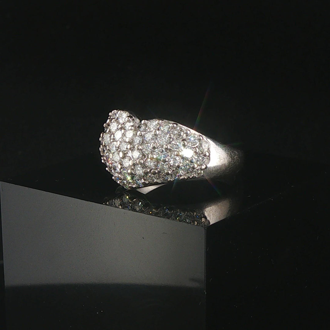 14k White Gold and 2.50cttw Pave Set Diamond Heart Ring Size 10