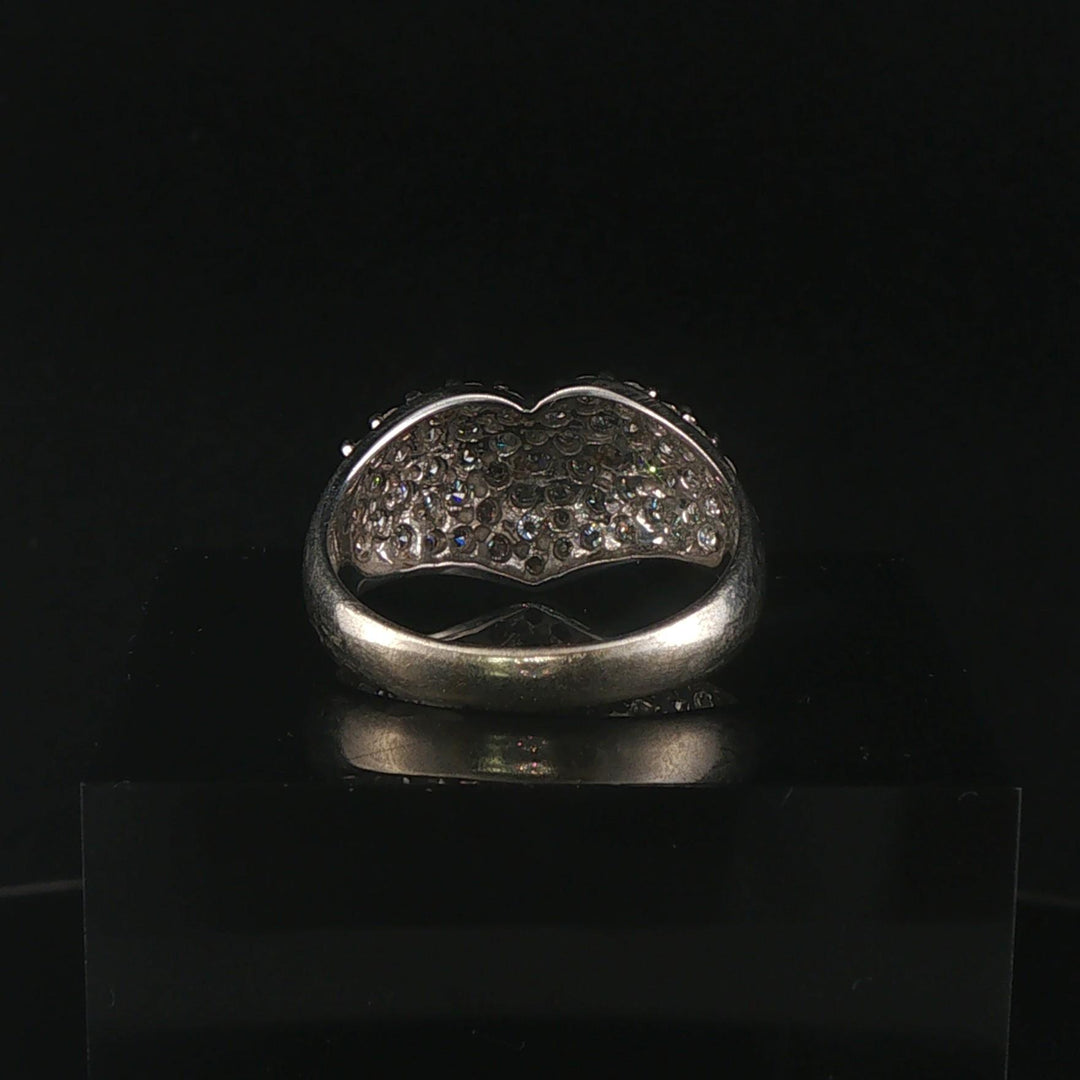 14k White Gold and 2.50cttw Pave Set Diamond Heart Ring Size 10