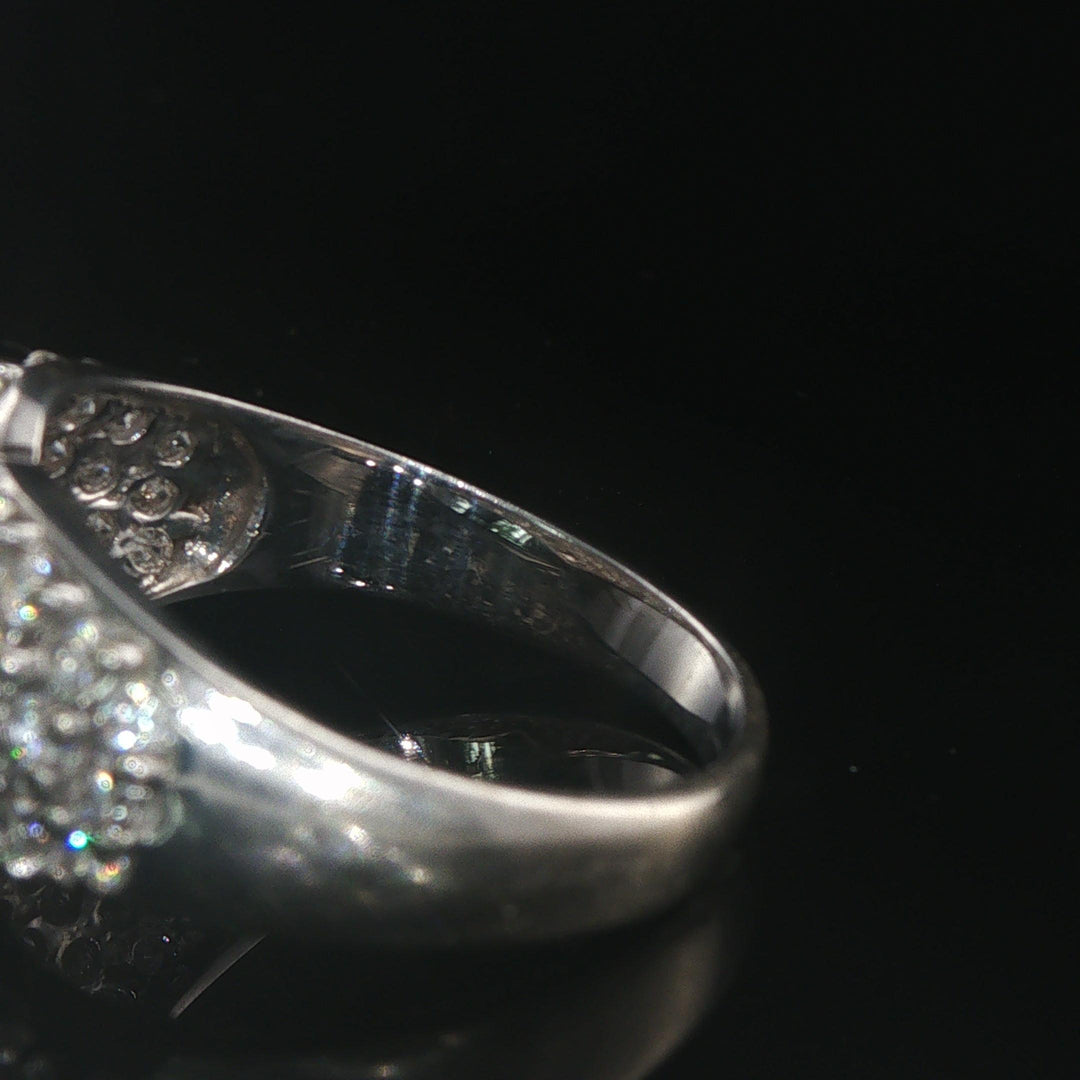 14k White Gold and 2.50cttw Pave Set Diamond Heart Ring Size 10