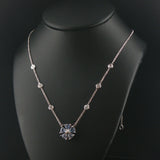 14k White Gold Tanzanite and Diamond Floral Pendant Necklace 16.5"