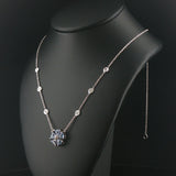 14k White Gold Tanzanite and Diamond Floral Pendant Necklace 16.5"
