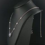 14k White Gold Tanzanite and Diamond Floral Pendant Necklace 16.5"