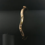 14k Yellow Gold and Diamond 9.7g Curved Wave Bangle Bracelet 6.85"