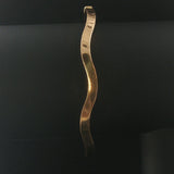 14k Yellow Gold and Diamond 9.7g Curved Wave Bangle Bracelet 6.85"