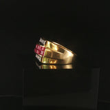 18k Yellow Gold Ruby and 0.50cttw Diamond Solid Ring Size 6.75