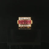 18k Yellow Gold Ruby and 0.50cttw Diamond Solid Ring Size 6.75