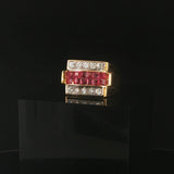 18k Yellow Gold Ruby and 0.50cttw Diamond Solid Ring Size 6.75
