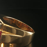 18k Yellow Gold Ruby and 0.50cttw Diamond Solid Ring Size 6.75