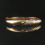 14k Yellow Gold and 0.50cttw Diamond 36.4g Solid Heavy Bangle Bracelet 6.5"