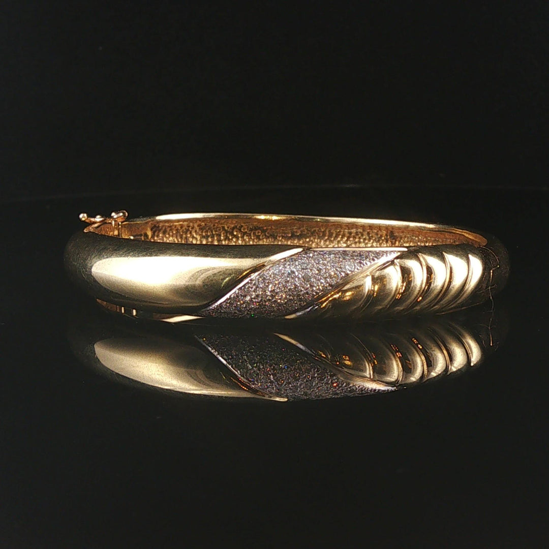 14k Yellow Gold and 0.50cttw Diamond 36.4g Solid Heavy Bangle Bracelet 6.5"