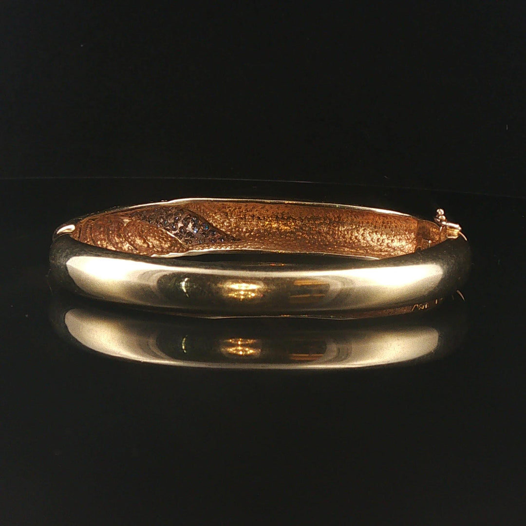 14k Yellow Gold and 0.50cttw Diamond 36.4g Solid Heavy Bangle Bracelet 6.5"