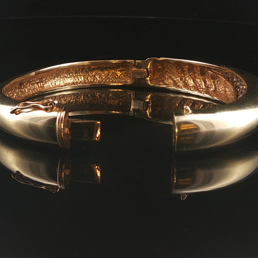 14k Yellow Gold and 0.50cttw Diamond 36.4g Solid Heavy Bangle Bracelet 6.5"