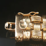 14k Yellow Gold and Diamond 39.8g Heavy Basket Weave Woven Link Bracelet 7"