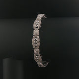14k White Gold and 1cttw Diamond Vintage Intricate Filigree Link Bracelet 7"
