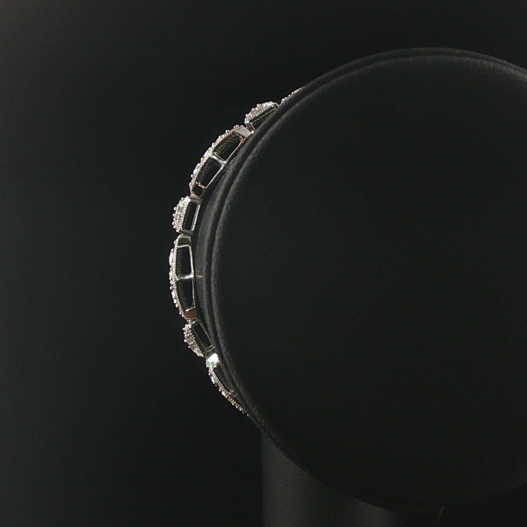 14k White Gold and 1cttw Diamond Vintage Intricate Filigree Link Bracelet 7"