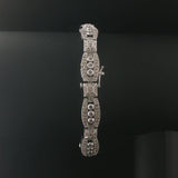 14k White Gold and 1cttw Diamond Vintage Intricate Filigree Link Bracelet 7"