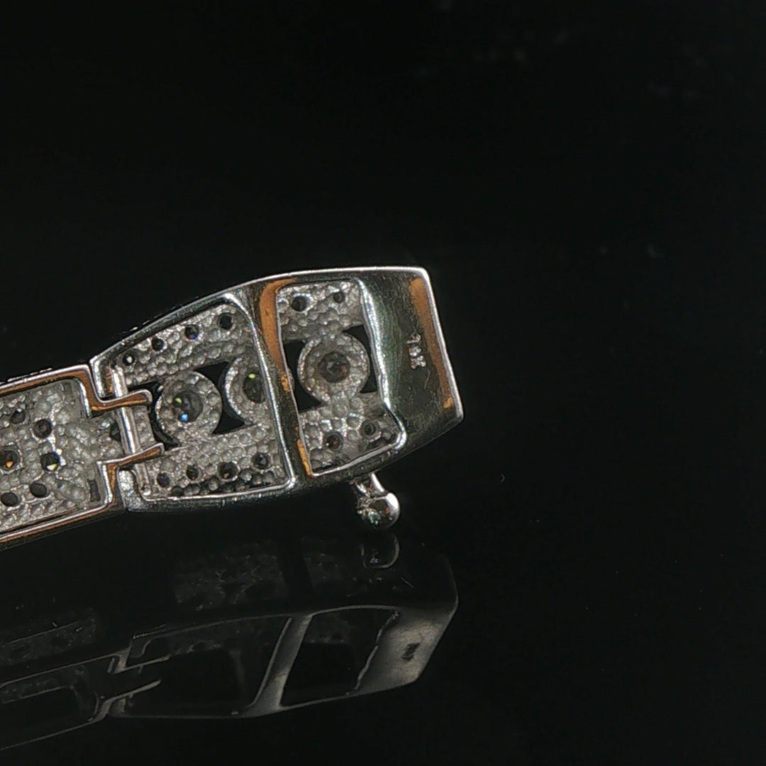 14k White Gold and 1cttw Diamond Vintage Intricate Filigree Link Bracelet 7"