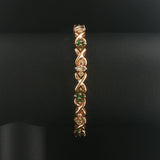 14k Yellow Gold Emerald and 1cttw Diamond Floral X Link Bracelet 6.75"