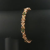 14k Yellow Gold Emerald and 1cttw Diamond Floral X Link Bracelet 6.75"