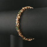 14k Yellow Gold Emerald and 1cttw Diamond Floral X Link Bracelet 6.75"