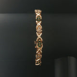 14k Yellow Gold Emerald and 1cttw Diamond Floral X Link Bracelet 6.75"