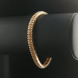 14k Yellow Gold and 2cttw Diamond 19.4g Ladies Fancy Link Bracelet 7"