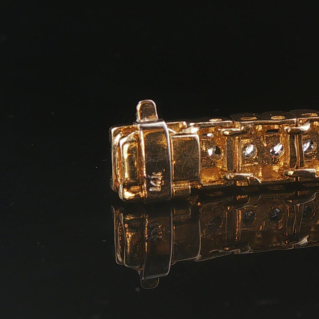 14k Yellow Gold and 2cttw Diamond 19.4g Ladies Fancy Link Bracelet 7"